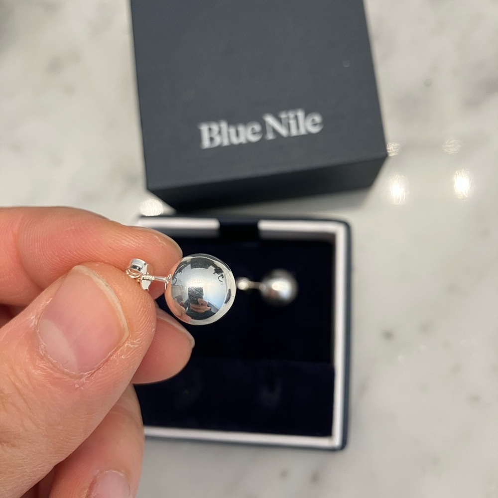 Blue Nile Ball Stud Earrings In Sterling Silver (10mm) - Picture 5 of 8